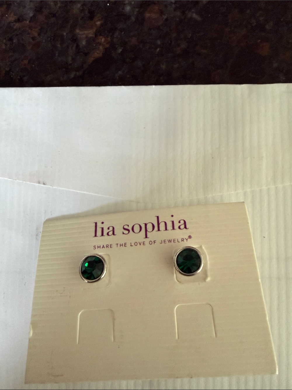 Lia Sophia Emerald Green Crystal Stud Earrings